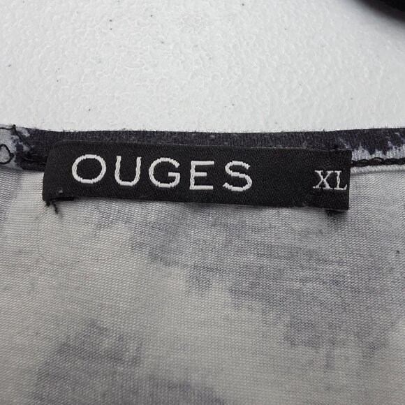 OUGES Dress Womens XL Black White Leopard Print Button Front Pockets Long Sleeve - Picture 6 of 10